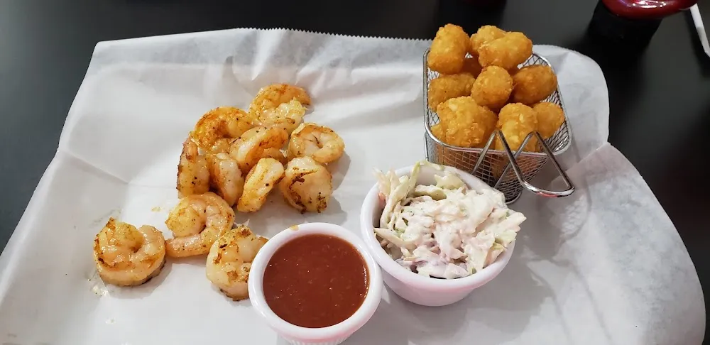 Grilled Shrimp and Tater Tots