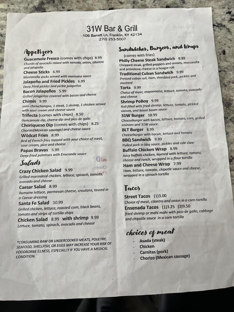 31W Bar and Grill Menu image 4
